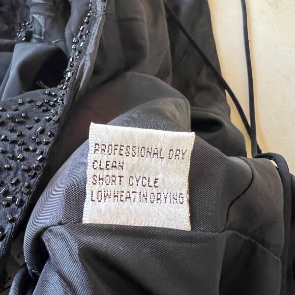 Cache Black Lace Beaded Crisscross Back Evening Formal Mermaid Dress Size 2 - Picture 11 of 15